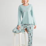 Γυναικεία Βαμβακερή Πιτζάμα Τιρκουαζ Floral