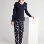 Γυναικεία Πιτζάμα Floral Σκούρο Μπλε