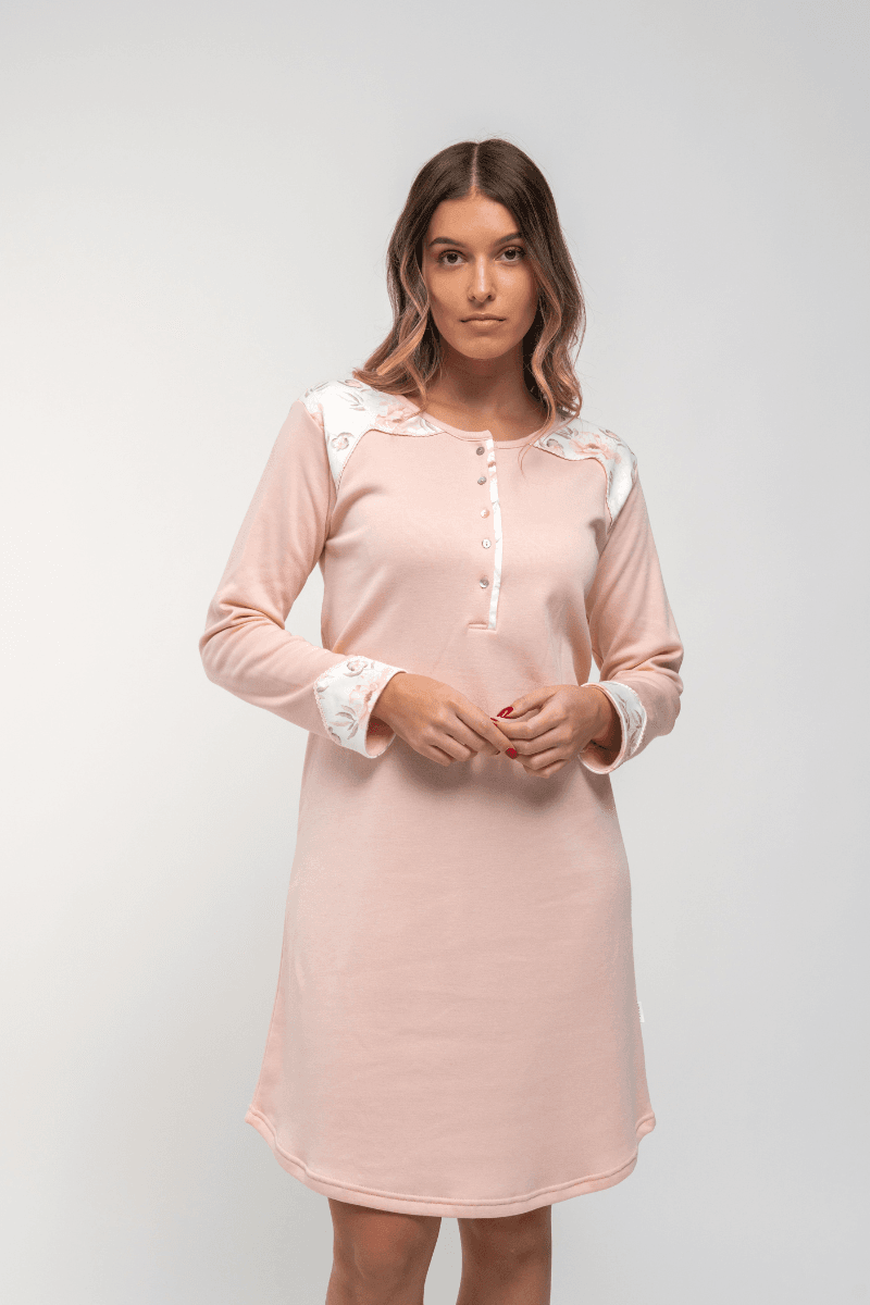 3102MW Mira Γυναικείο Νυχτικό Χειμερινό Με Floral Λεπτομέρειες - Image 1