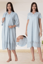 Σετ Νυχτικό με Ρόμπα Εγκυμοσύνης – Ιδανικό για τον Τοκετό - Image 2