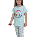 Παιδική Πιτζάμα Κοριτσίστικη "Happy Rainbow" Γαλάζια