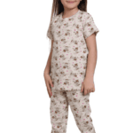 Παιδική Πιτζάμα Κοριτσίστικη με Αρκουδάκια & Αστεράκια – Μπεζ