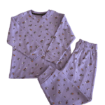 Λιλά Βαμβακερή Πιτζάμα με Λουλούδια