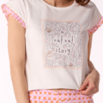 Γυναικεία Πιτζάμα NAF NAF Κοντομάνικη με Καρό Παντελόνι