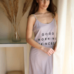 Νυχτικό Γυναικείο Λιλά με Στάμπα “Good Morning Princess” – Happy Family