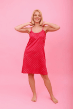 🌺 Γυναικείο Νυχτικό με Τιράντες και Πουά Σχέδιο | Happy Family - Image 2