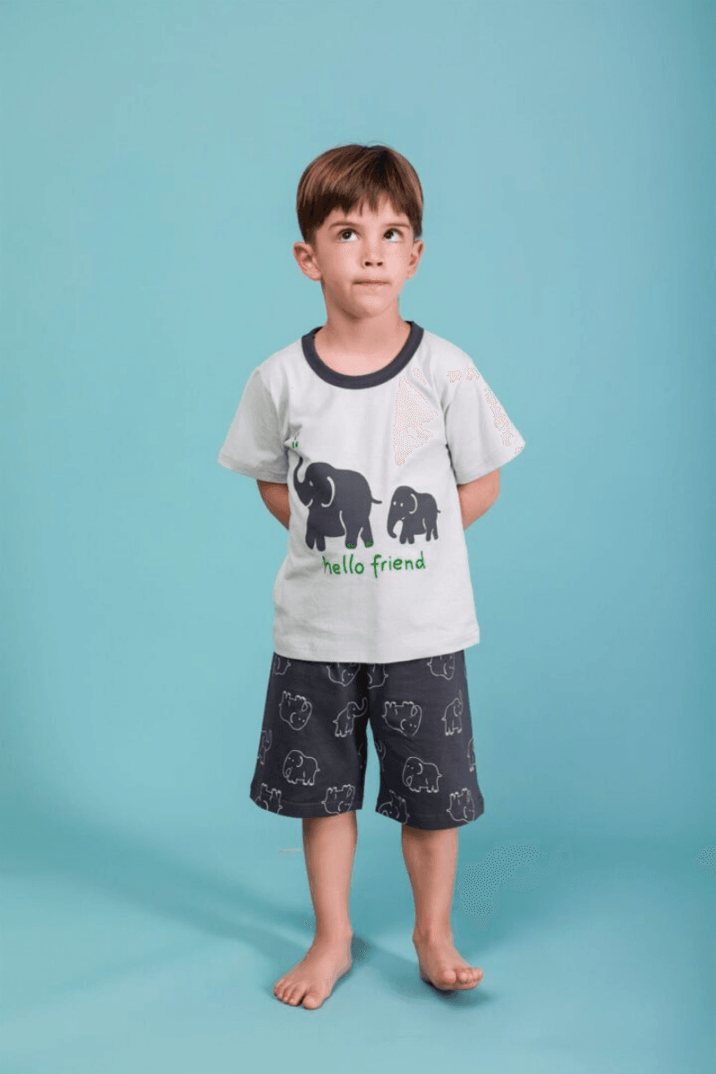 877-2 🐘 Παιδική Πιτζάμα "Hello Friend" – Happy Family - Image 1