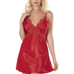 Κόκκινο Σατέν Νυχτικάκι με Δαντέλα