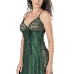 Σατέν Νυχτικό με Δαντέλα σε Σμαραγδί Απόχρωση
